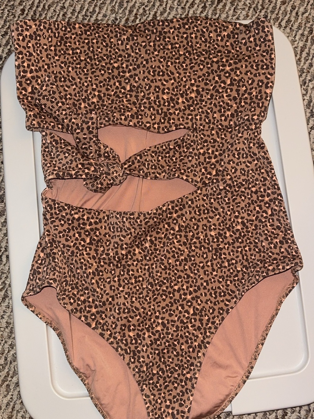 Aerie Strapless Leopard Print One-Piece Swimsuit